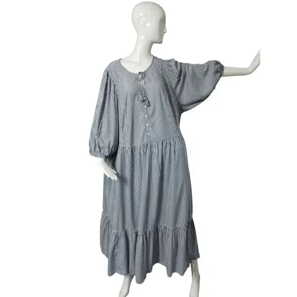 Old Navy Womens Size 4X Striped All Day Maxi Swing Boho Cottagecore Dress Plus - Picture 10 of 12